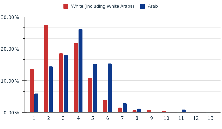 Number of People in White and White Arab Households in New Jersey 2020