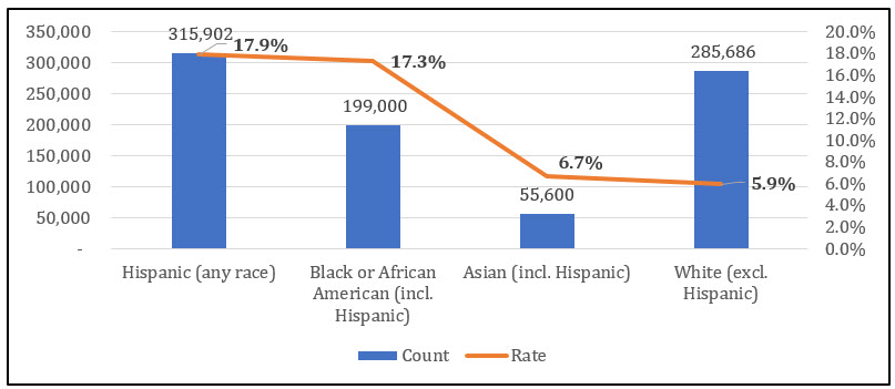 Individuals living in poverty by race ethnicity NJ in 2019