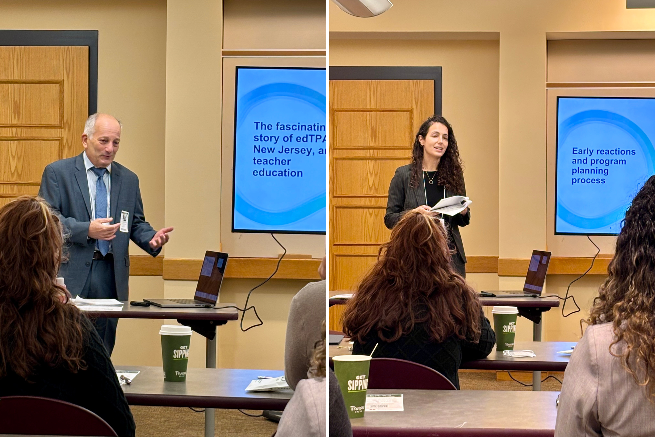 Policy in Practice session with Drew Gitomer and Rachel Garver presenting on edTPA policy changes in NJ